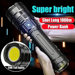 1pc Rechargeable LED Flashlight - 5 Lighting Modes, Waterproof, Long-Lasting Power - Durable Brightness For Emergencies, Camping, Hunting, Outdoor Adventures - Portable & Rugged Grip