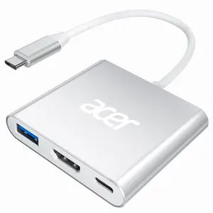Acer USB C to HDMI Adapter 4K@30Hz 100W PD USBA 3.0 Port for MacBook Pro/Air iPad Tablets TV Monitor Silver 3-in-1 Hub Ultra HD Fast Charging