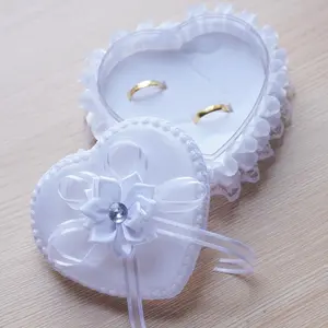 Heart Shaped Ring Box without Ring, Flower Decor Ring Box, Wedding Ring Storage Box, Wedding Decoration Supplies, Party Supplies, Elegant Jewelry Organizer
