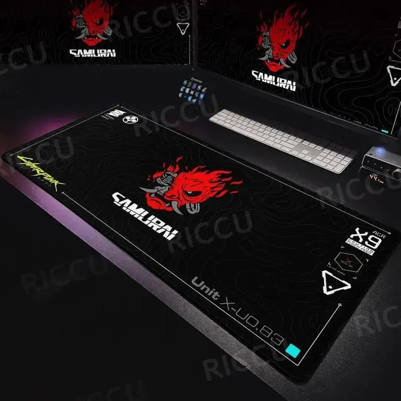 C-cyberpunk Anime HD XXL tapis de souris noir grand ordinateur de jeu PC Desk Mat Gaming Setup Mousepad Gift for her Anime