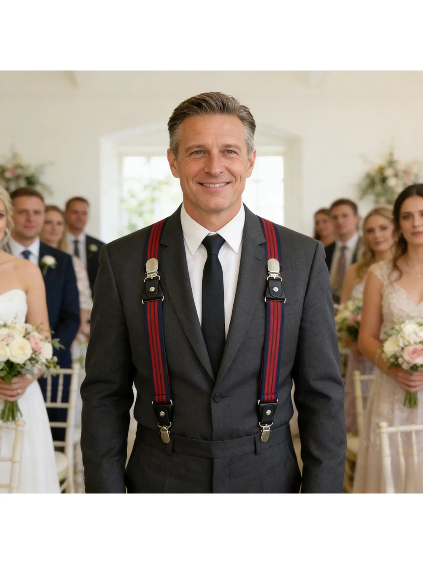 Men's Suit Trousers Elastic Suspenders Wedding Groom Men's Clamping Suspenders Adult Shoulder Strap Adjustable Trousers Buckle