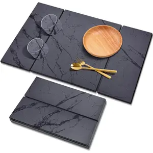 Large Diatomaceous Earth Stone Drying Mat for Kitchen Counter, 24"x16" Collapsible Quick Dry Water-absorbent Marble Dish Drying Mat for Bottles Cups Dishes, Fits Any Countertop