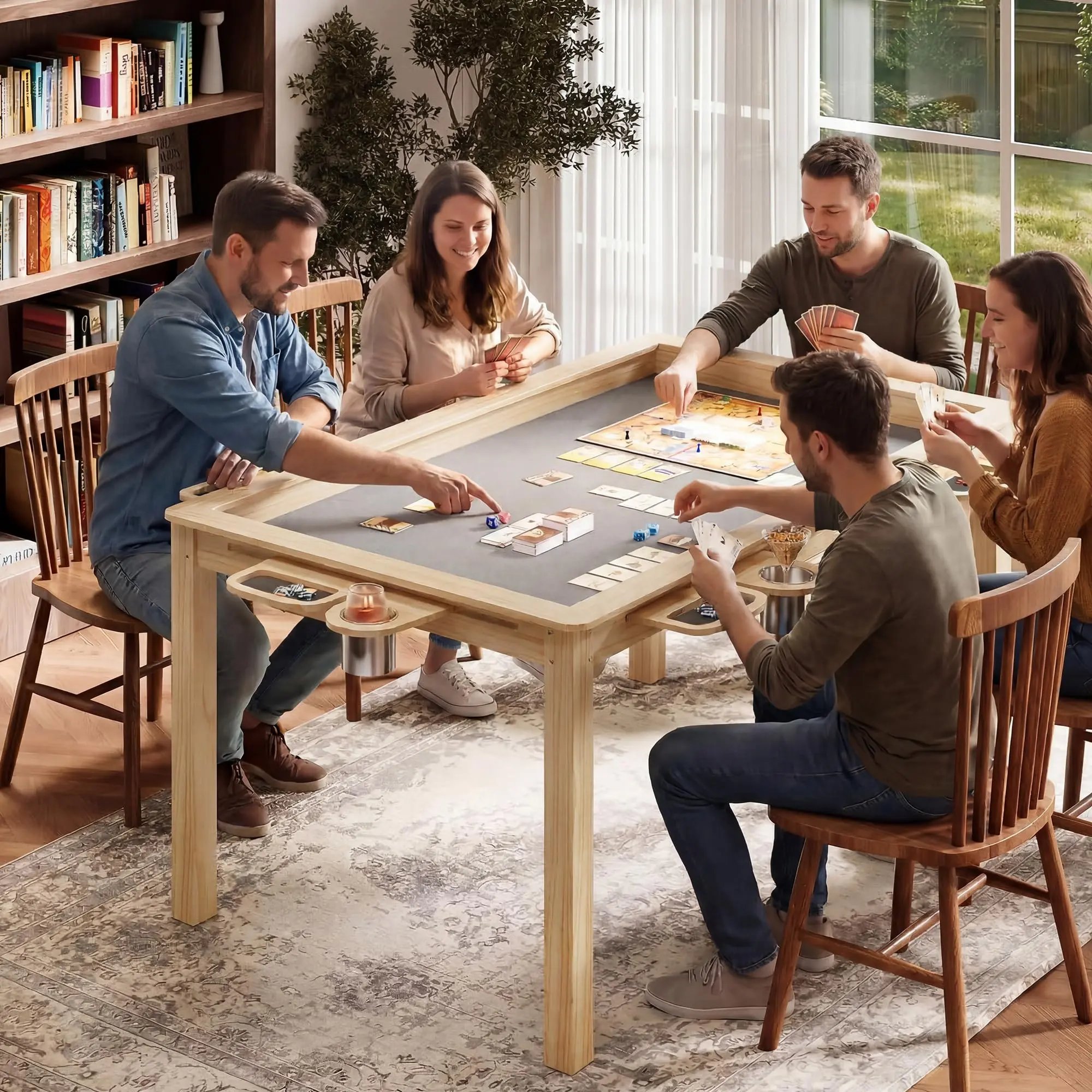 Garvee Board Game Table with Removable Top, Solid Wood Poker Table