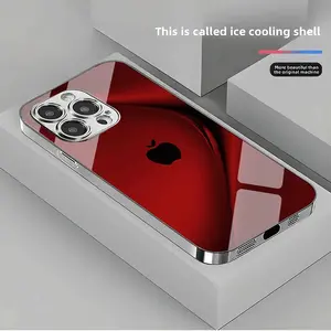 Creative New Minimalist Red Purple Gray Blue Green Brown Fashion Full Coverage Electroplated Glass Phone Case, Suitable for iPhone 11, 12, 13, 14, 15, 16,17 Plus, Pro, and Pro Max, Wear-resistant and Shockproof Screen
