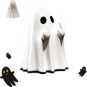 Halloween Ghost Figurine - Spooky Resin Middle Finger Statue, Cute Decor for Halloween Decorations, Porch and Indoor Spooky Home Decor