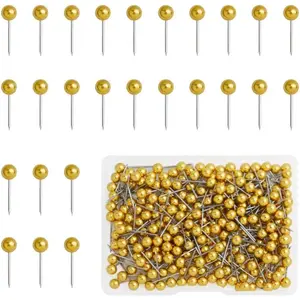 200 count Map Push Pins, Small Round  Marking Pins, Round  Push Pin with Point Retro Metallic Color Beads  Marking Pin ()