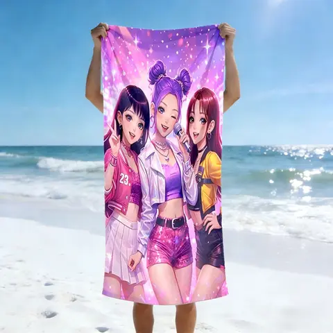 Women's Stage Style Beach Towel, Flat Print, Idol Fashion Design, Lightweight Soft Quick-Dry, Sun Protection, Summer Essentials