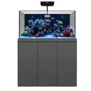 Sump 175 Gallon Coral Reef Aquarium with Protein Skimmer, LED Light, Bio-Filter Coral Rocks, Premium Tempered Glass, Blue Matte Finish, Aluminum Frame Fish Tank