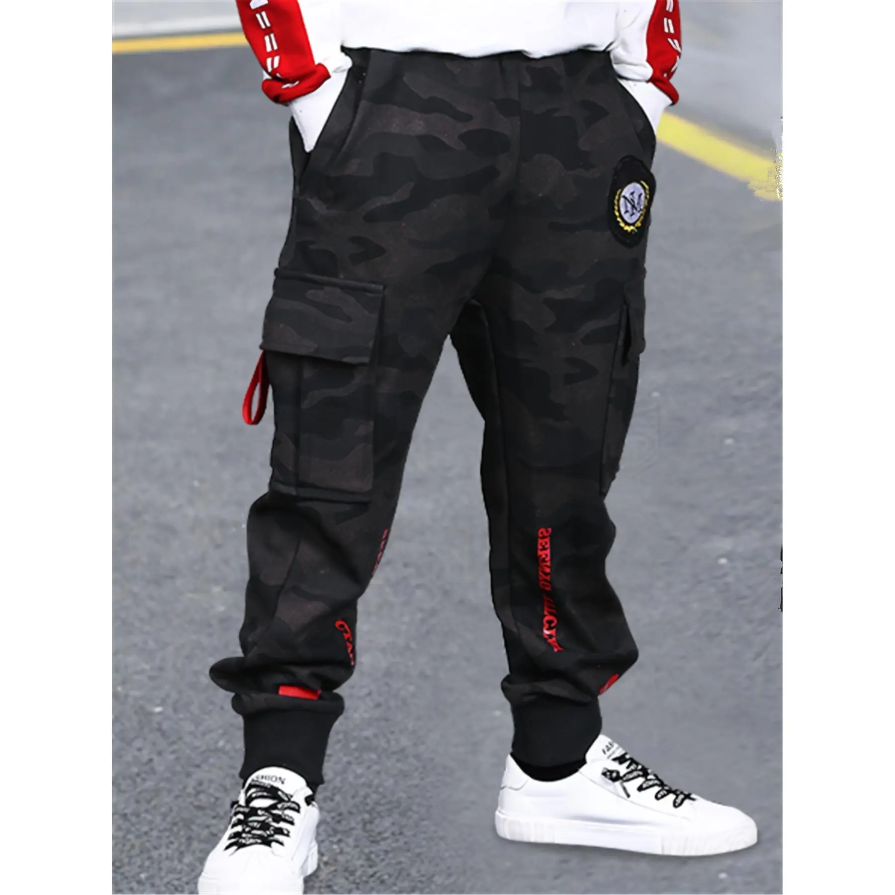 Boys' Cargo Pants - Elastic Waist Loose-Fit Work Pants with Multiple Utility Pockets, Non-Stretch Fabric for School, Outdoor, for Outdoor, School & Casual Attire - Machine Washable Boys' Trousers, School Uniform, Durable Construction