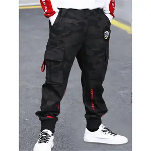 Boys' Cargo Pants - Elastic Waist Loose-Fit Work Pants with Multiple Utility Pockets, Non-Stretch Fabric for School, Outdoor, for Outdoor, School & Casual Attire - Machine Washable Boys' Trousers, School Uniform, Durable Construction