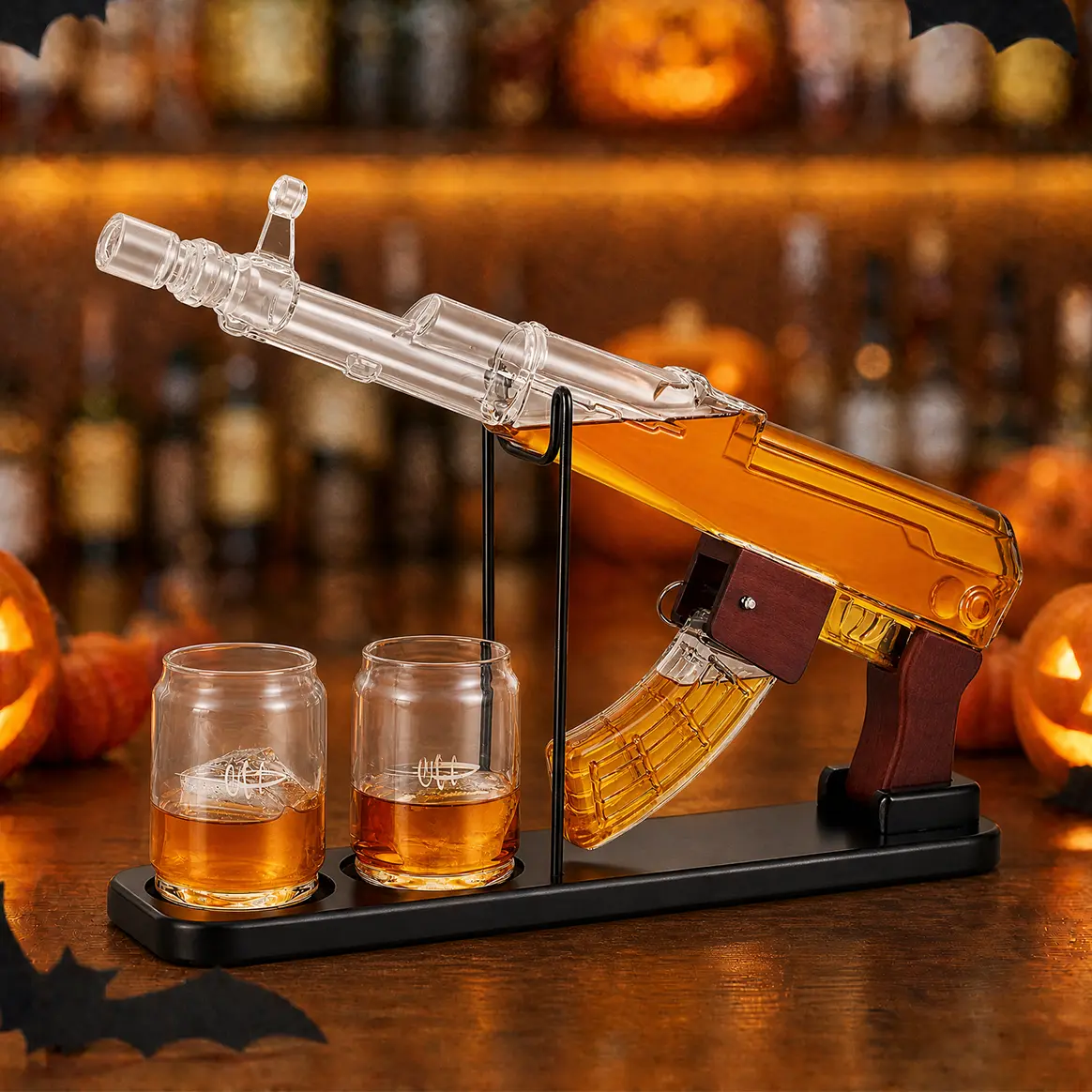 Man Cave Bar accessories,Unique Gifts for Men,Dad,Kollea Decanter Sets with Elegant Gift Box,Detachable Magazine&2 Bullet Shot Bottles,Empty Decanter,Elegant Glassware,Liquor Dispenser for Bar,Anniversary&Birthday Gifts,Home Decor,sohochic sohochic