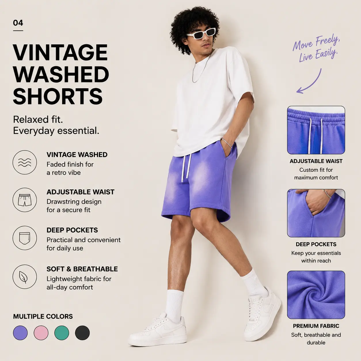 Men's 350GSM Vintage Washed Heavyweight Oversized Sweat Shorts, Customized Sportswear for Athletic Activewear Use