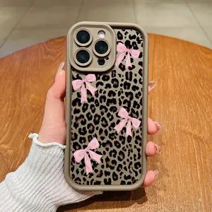 Leopard-print bow design, 3D full-coverage shockproof phone case, compatible with iPhone 17/16/15/14/13 Pro and Samsung S25/24/23 Ultra series, suitable for multiple scenarios. iphone 17 pro case matte screen protector i̇phone 17 pro max cases