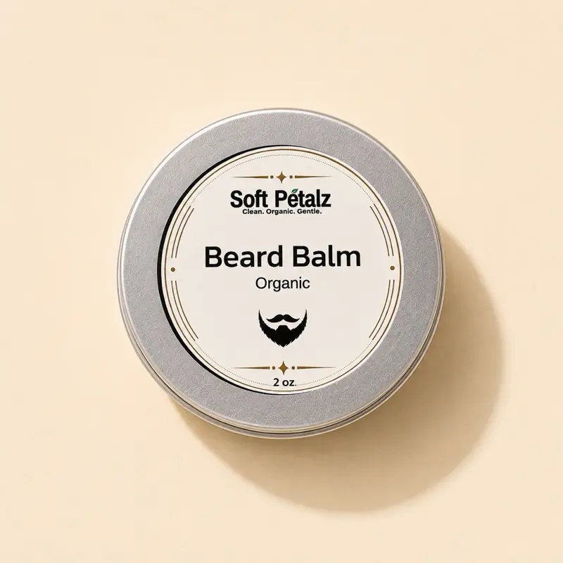 Soft Petalz Beard Balm, a Moisturizing & Frizz Control Styling Conditioner with Coconut & Rice Bran Oil, Light Hold with Mild Fragrance, Argan Oil, Rosehip Oil