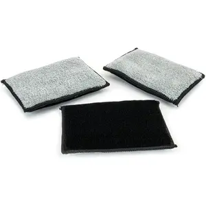 Autofiber Scrub Ninja Scrubber Sponge 3-Pack – Non-Scratch Cleaning Pads for Car Interior, Wheels & Home Use (Black & Grey, 5" x 3.5")
