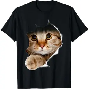 [100% Cotton]  Cat Shirt, Cat Tshirt, Cat Torn Cloth Shirt, Kitten,Kitty T-Shirt