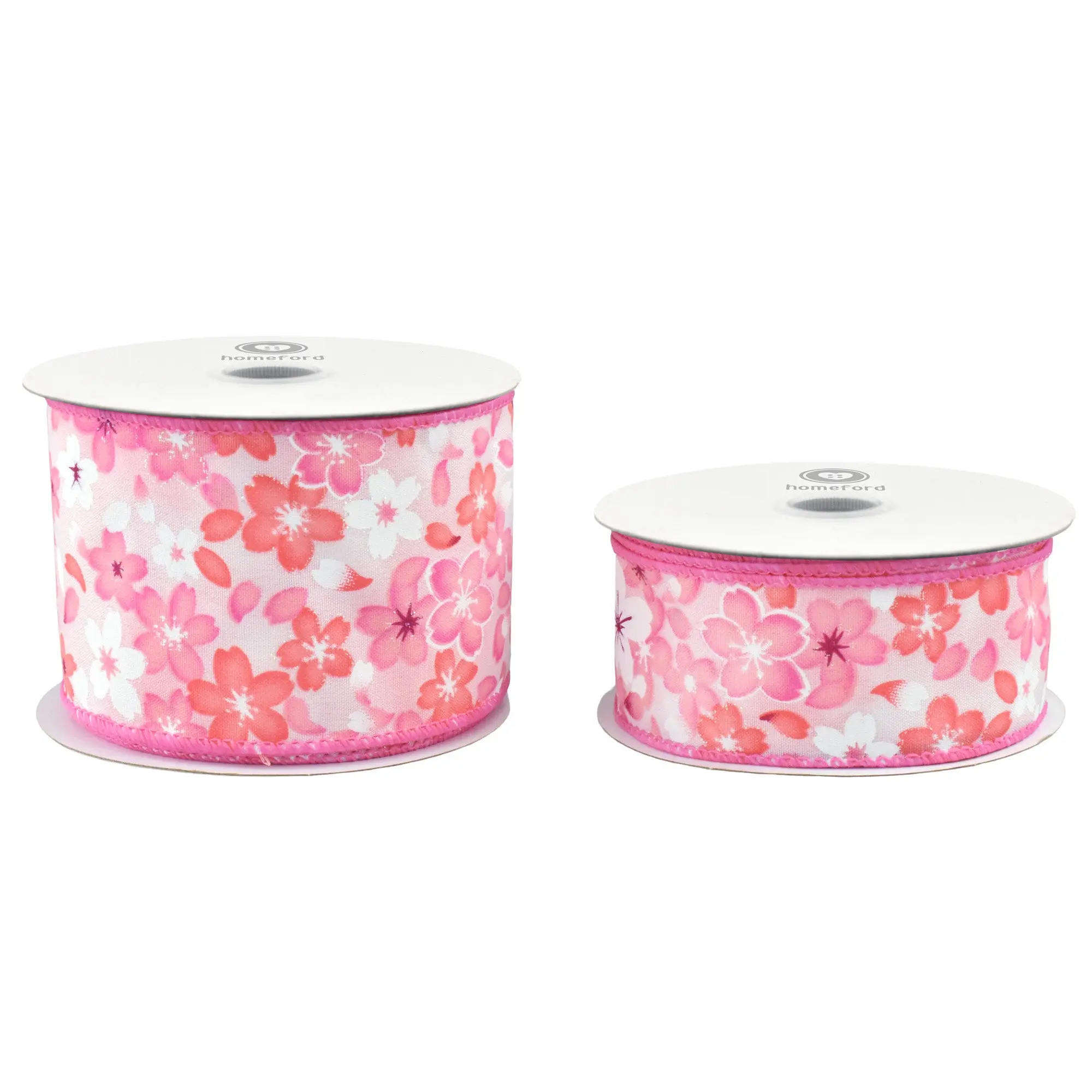 Spring Falling Sakura Cherry Blossom Wired Ribbon, 10-yard