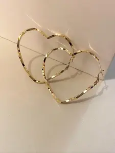 Irregular Heart Shaped Hoop Earrings, Fashionable Jewelry for Women, Trendy All-match & Exquisite Jewelry for Birthday Gift