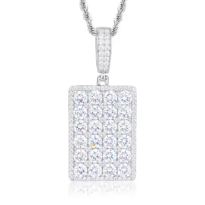【#P890】Dog Tag Pendant UCCIYO 18k Gold-Plated Lab-Created Moissanite S925 Sterling Silver Moissanite Pendant Necklace For Women Men Hip Hop Jewelry Gift