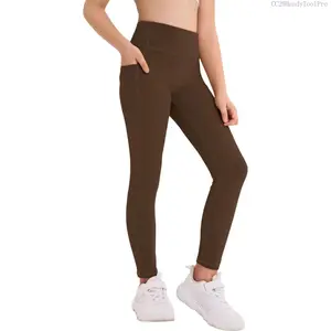 Girls Athletic Leggings Kids Workout High Waisted Stretchy Running Yoga Pants with Pockets 5-14 YearsCC29HandyToolPro