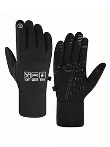 1pc with  Eat Ride Graphic GymsAdve winter gloves hiking gloves Touch Screen Comfort Fit Daily Use full finger gloves for men women Thick birthday gifts Popular
