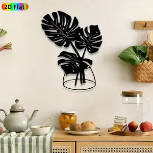 1pc Monstera Leaf Metal Wall Art, Potted Monstera wall Scupltures Mural, Artistic Metalwork, Intricate Craftsmanship, Perfect for Housewarming, Wedding Decor, Perfect for Living Room Patio Balcony Decor, Ideal Gift for Plant Lovers.