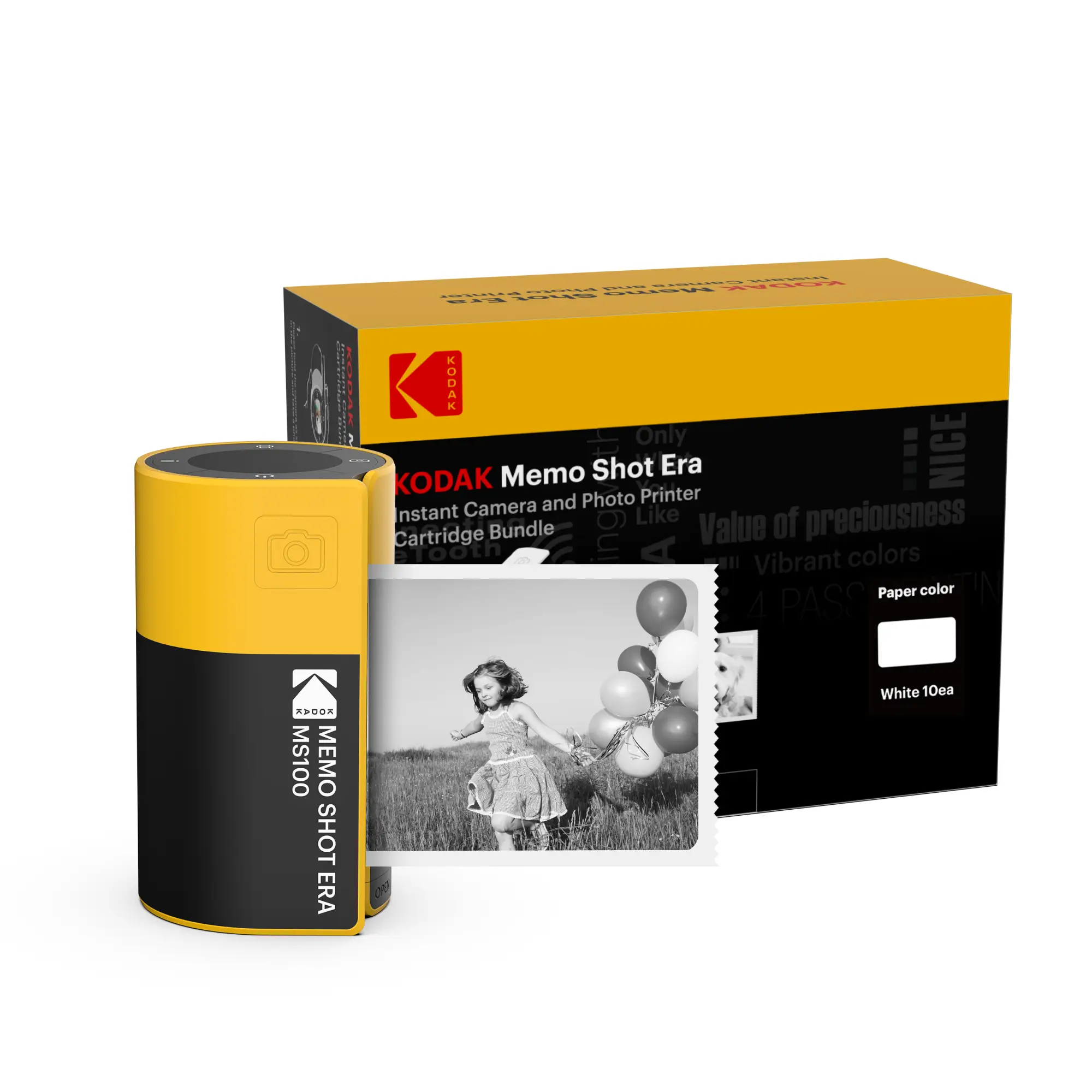 KODAK Memo Shot ERA Label Printer (1.8x2.7inches) bundle (camera with 1 roll + 9 rolls cartridge set) Instant Portable