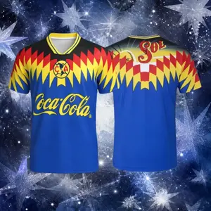 95 96 Club America Away Blue Short Sleeve Soccer Jersey Fans Version Breathable