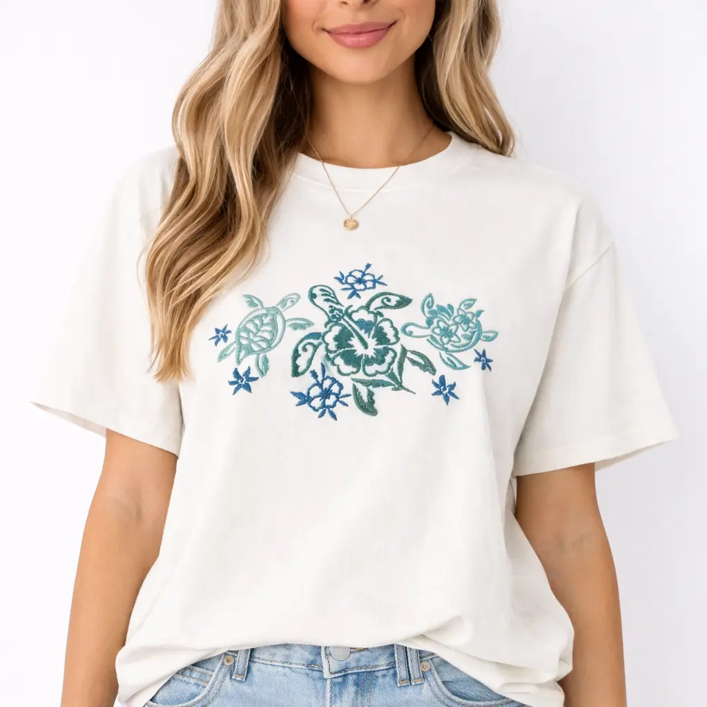 Embroidered T-Shirt Cotton Crewneck Womenswear, Embroidery Shirt Unisex Streetwear, Embroidered Tshirt Casual Comfort Top Dailywear