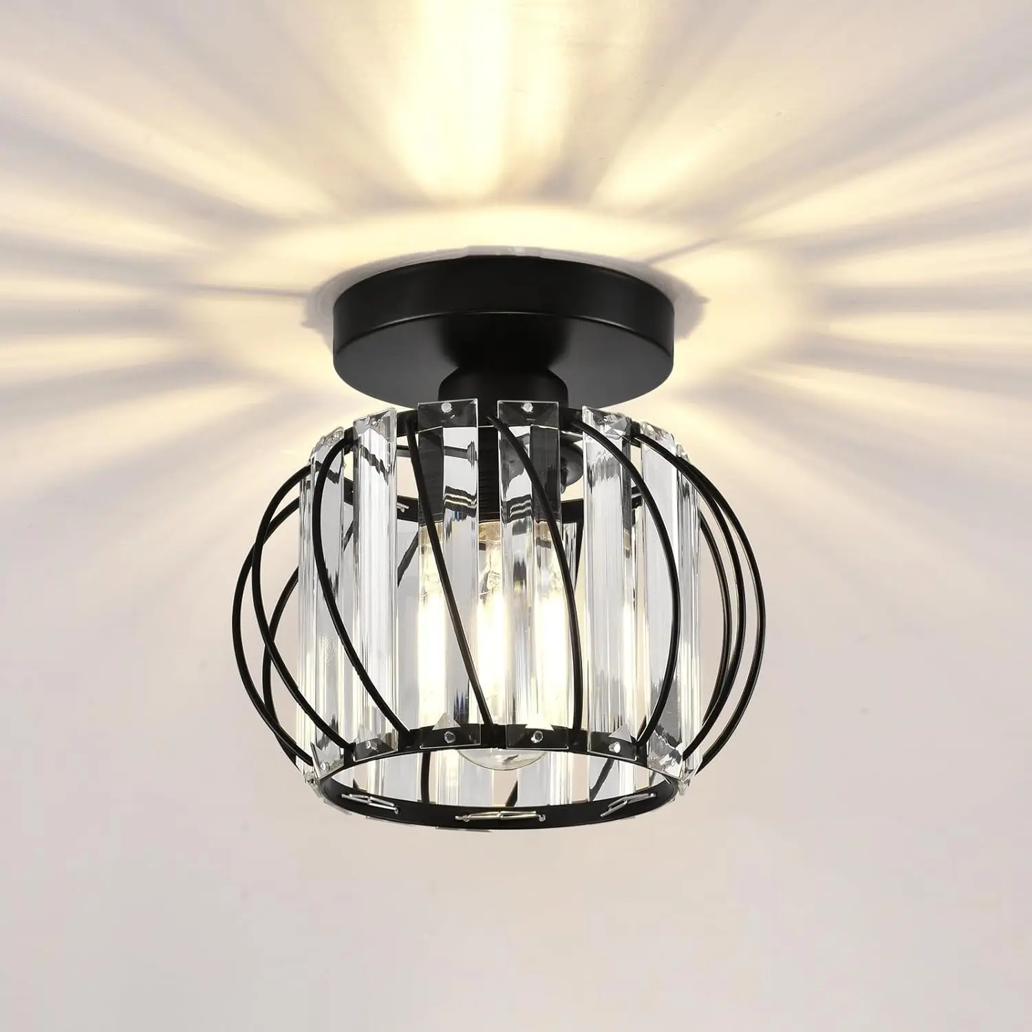 LED Crystal Ceiling Light, Mini Crystal Chandelier for Small Spaces, Ceiling Lamp, E27 Bulb for Hallway, Kitchen, Balcony, Ceiling Light Fixture