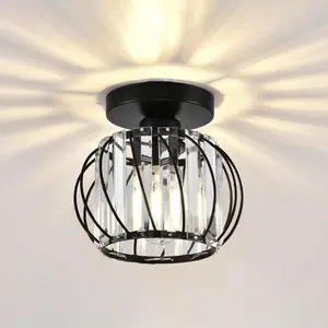 LED Crystal Ceiling Light, Mini Crystal Pendant Lamp, Ceiling Light, E27 Bulb for Hallway, Kitchen, Balcony