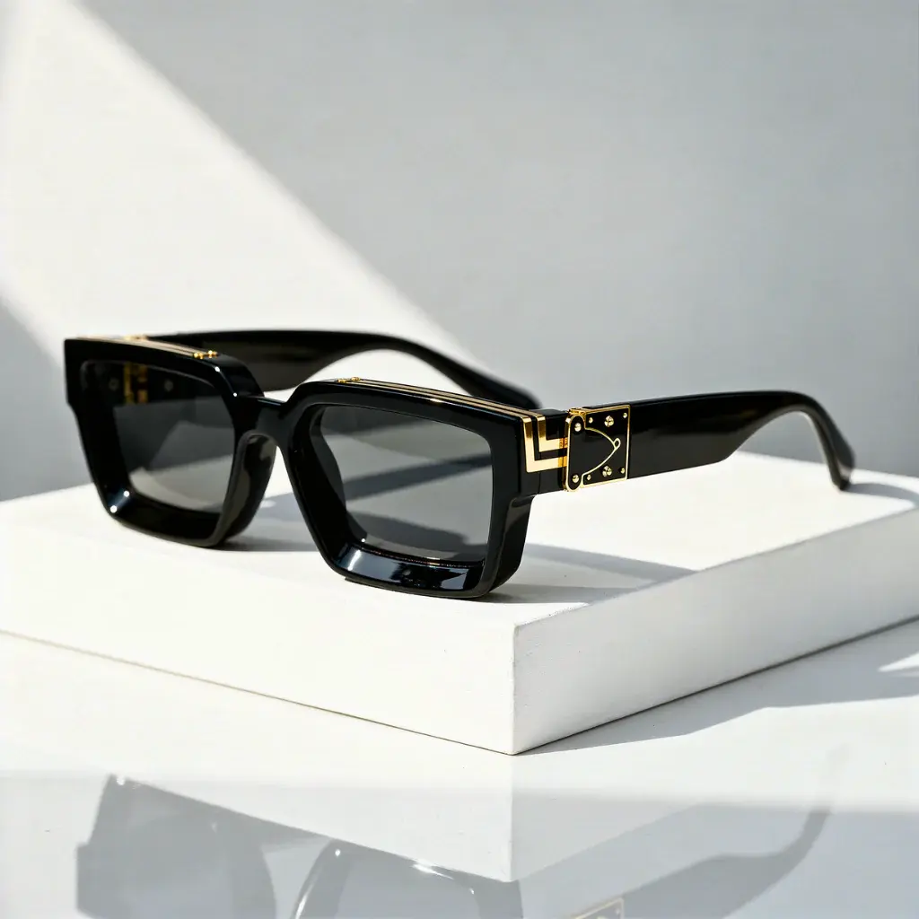Unisex Box Frame Sunglasses Gold Accents European American Style Fashion Accessories Men Women Trendy Versatile Adult Eyewear Summer Gift UV Protection