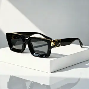 Unisex Box Frame Sunglasses Gold Accents European American Style Fashion Accessories Men Women Trendy Versatile Adult Eyewear Summer Gift UV Protection