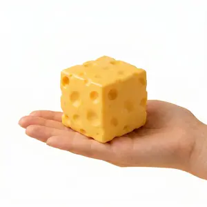 Cheese Squeeze Toy, Soft Cheese Block Squeeze Toy, Stress-Relief Hand Toy for Adults and Children, Christmas Stocking Small Gift, Birthday Novelty Gift (2 in)