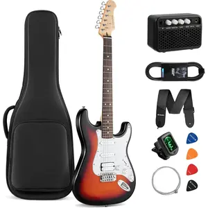 Electric Guitar Kit 39in - Full Size Electric Guitar Kit for Beginner Starter Poplar Solid  with 10W Amplifier, Gig Bag, Strap, Tuner, , String, Picks