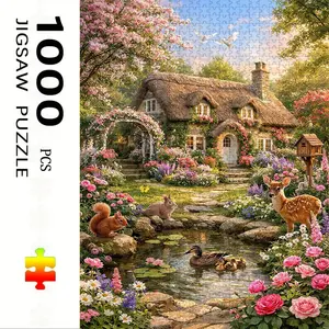 1000 Piece Animal and Flower Puzzle, Large Adult Family Interactive Toy, DIY Home Decor, Holiday Scene, Durable Puzzle Gift