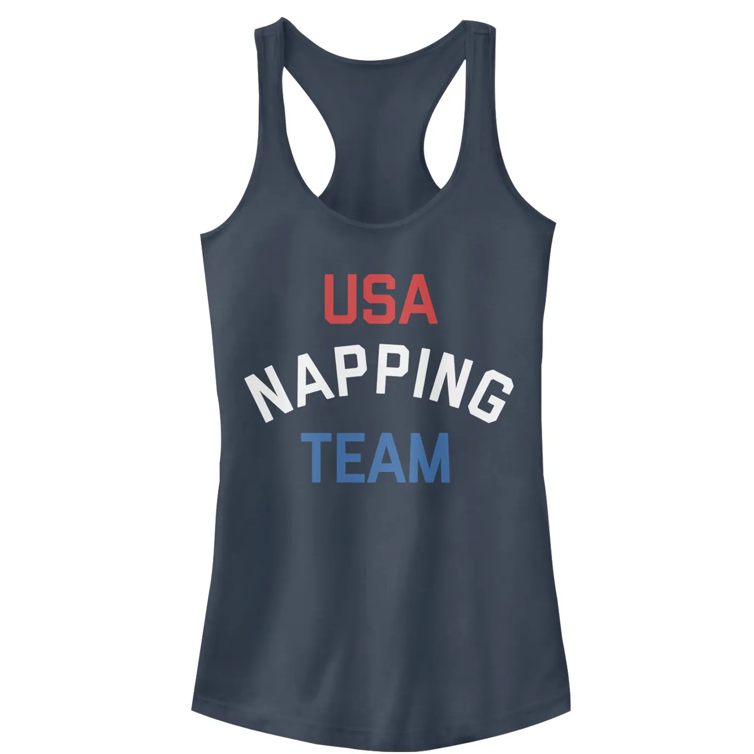 Juniors Womens Lost Gods Fourth of July  U.S.A. Napping Team Racerback Tank Top