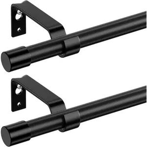Rods Set of 2,Black Rod for Windows 40 to 62 inch, 5/8 inch Diameter Standard Drapery Rod Set with Bracket, Window Rod for Living Room, 2 Pack