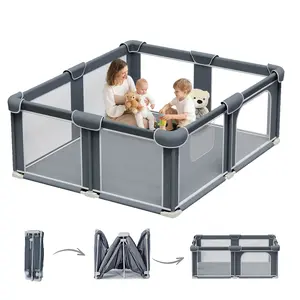 G TALECO GEAR Baby Playpen with Mat - Large Sturdy Safe Play Yard, Portable Baby Activity Center & Safety Fence for Indoor & Outdoor Use