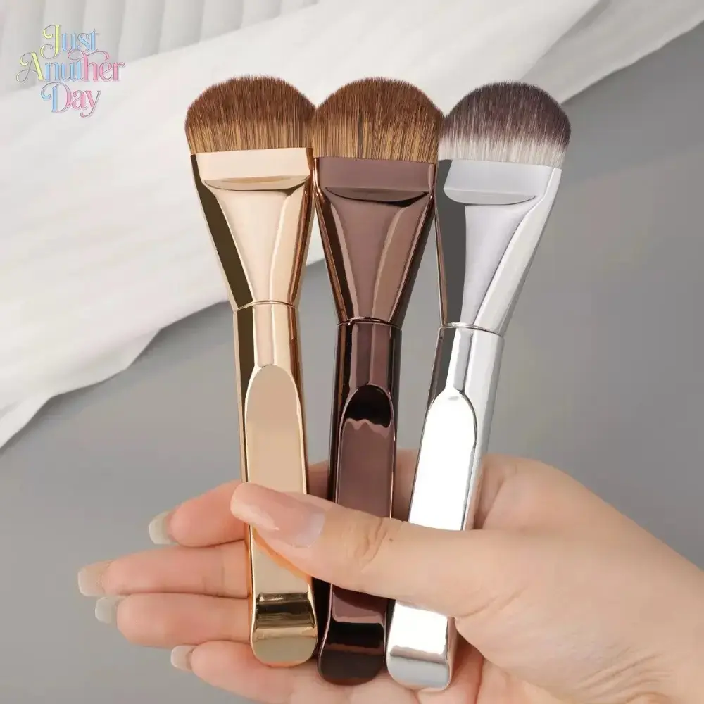 3PCS Tongue Shape Foundation Brush Set, Soft Synthetic Makeup Brushes, No Streak, No Waste, Concealer & Face Mask Applicator