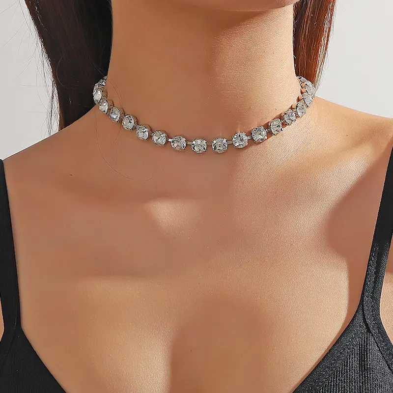 Necklace for Women Full Diamond Choker Collarbone Chain Birthday Wedding Party Gift