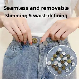 10 PCS Waist Slimming Denim Jeans Button Extender Adjustable No Drill Waist Tightening Buckle for Comfortable Fit Seamless Removable Slimming & Waist-Defining