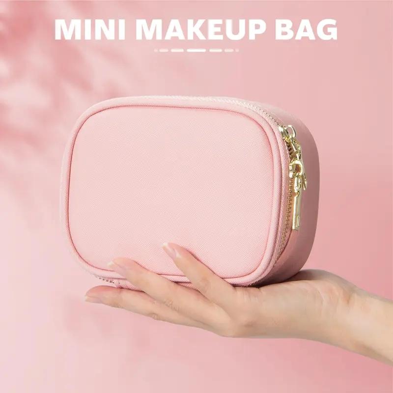 Palm-Sized Portable Makeup Bag with Detachable Mirror, Touch-Control 3-LED Light, Rechargeable Travel & Everyday Cosmetic Organizer for Lipstick & Perfume – Valentine’s & Mother’s Day Gift