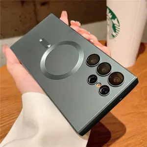 For Samsung Galaxy Luxury Magnetic Wireless Charging For Magsafe Cases For Samsung S22 S23 S24 Ultra Plus S21 Fe  Shockproof Soft Bumper Back Cover