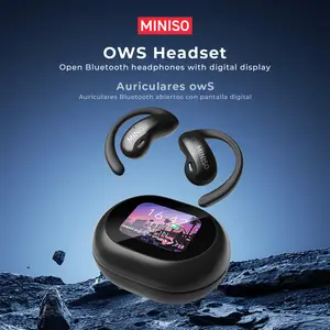 MINISO MS188 OWS Open Ear Headphones,Wireless Bluetooth Earphones, Hifi Sound Headsets with Mic Full Color Screen Display Charging Case(For Live)