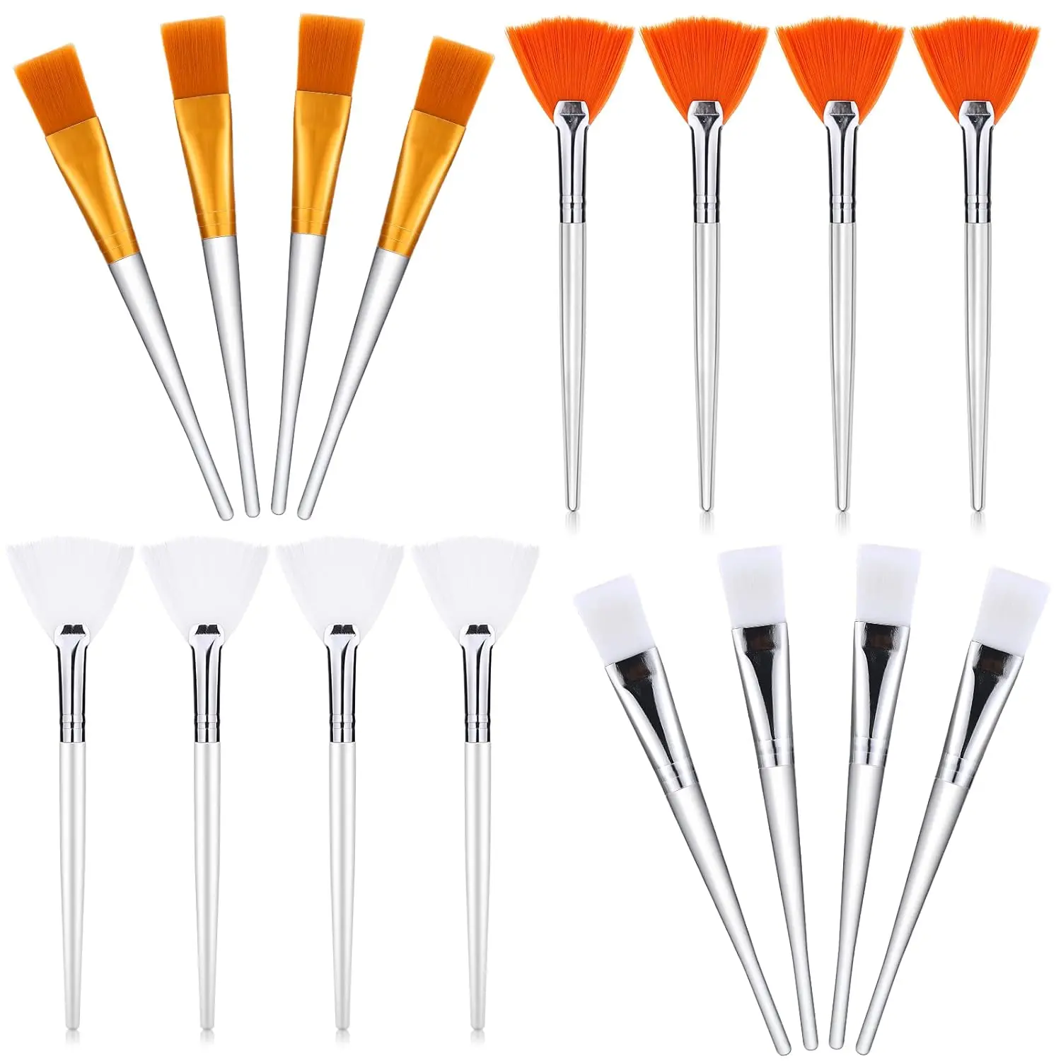 16 Pieces Face Mask Fan Brush Applicator Set Includes Soft Facial Fan Brush Esthetician Face Mask Brush Cosmetic Makeup Tools