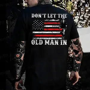 Don't Let The Old Man In 250 Years Anniversary Eagle American Flag 1776-2026 Heavy Cotton T-shirt, Independence day Patriotic, 4th of July Menswear Casual, Gift Streetwear Graphic Classic