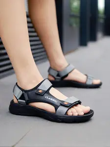 Men's Casual Velcro Sport Sandals, Strapy Sandals, Simple Design Comfortable Outdoor Beach Sandals, Summer Barefoot Shoes for Daily Wear, Fashionable Comfy Sandals, Flexible Sandals, Lightweight Sandals
