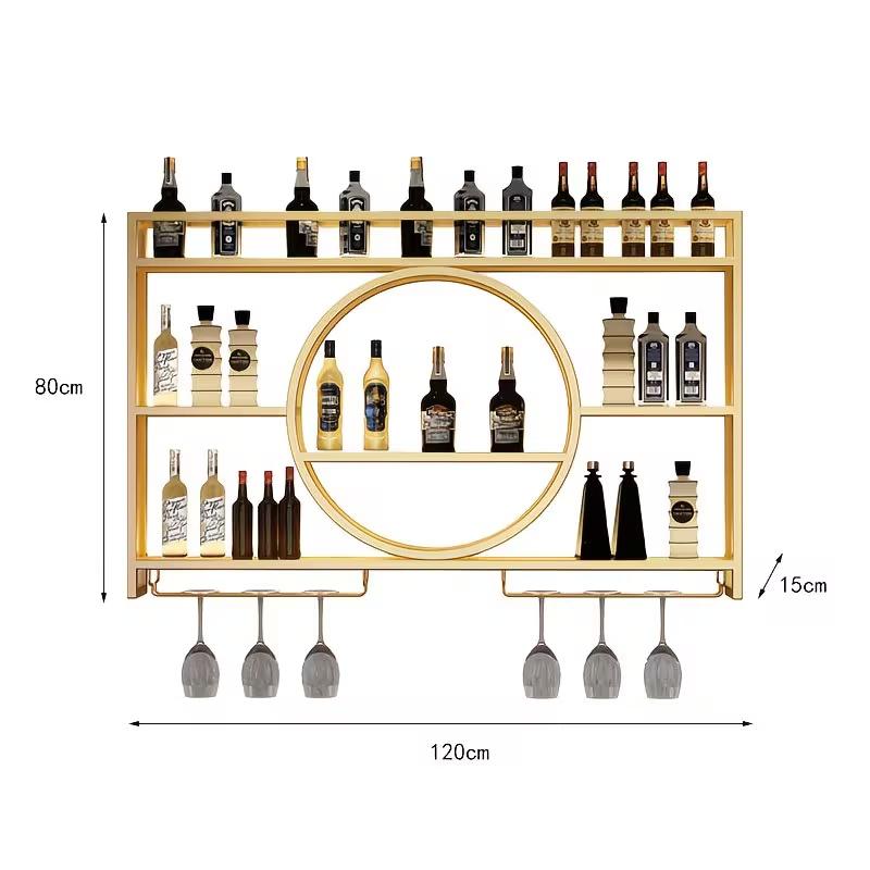 47-Inch Spacious Wall-Mounted Wine Rack Featuring a Glass Holder, 3 Tier Bottle Rack with LED Lights, Floating Display for Kitchen Living Room Bar Area Modern Wine Shelf High Quality Durable Metal Construction for Home Bartenders And Wine Enthusiasts