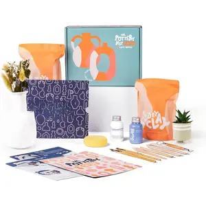 - The  Pottery Kit for Adults - Includes Air Dry Clay for Adults, Sculpting Tools, Varnish,  Brushes, Guides, Couples Date Night Arts & Crafts Set, Gloss Varnish